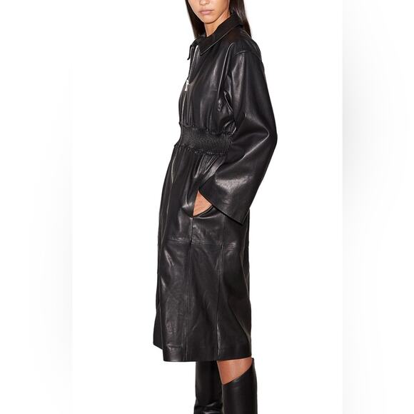 FRAME 100% Lamb Leather Trench Coat Black XS $2800 NWT - Picture 2 of 9